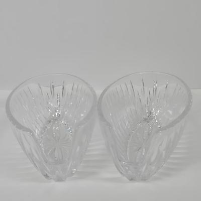 LOT 91: Glass Trifle Bowl, Handled Dessert Plate, Two Boxes of Luminarc Cordial Glasses, Silverplate Deep Silver Heart Shaped Nut Candy...