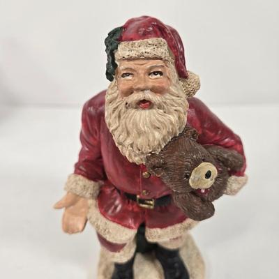 LOT 92: Two Lighted Santa Claus Christmas Window Decor, Two Miniature Noel Candle Trains, and Jolly St Nick Collection Two Jovial Holiday...