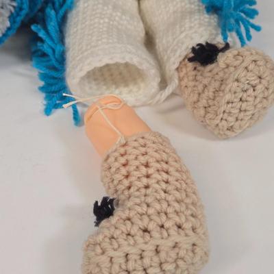 LOT 93: Vintage Country Western Dolls with Crocheted Outfits, Furskins, and More