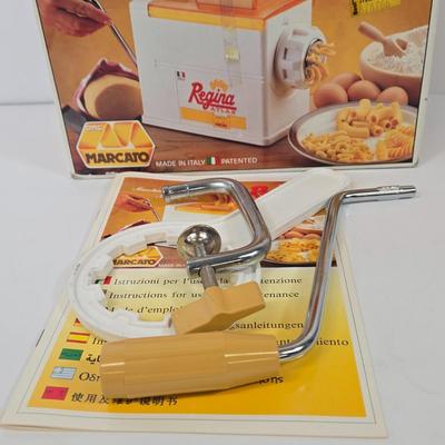 LOT 94: Regina Atlas Marcato Pasta Maker, Ekco Miracle 2-in-1 French Fry Cutter, Vintage 1975*Hirco Rosette And Patty Shell, and Vintage...