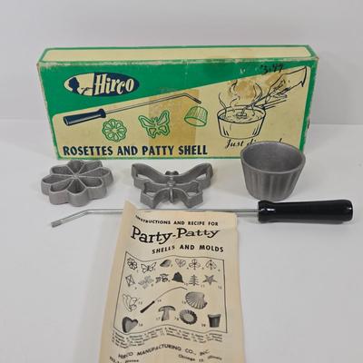 LOT 94: Regina Atlas Marcato Pasta Maker, Ekco Miracle 2-in-1 French Fry Cutter, Vintage 1975*Hirco Rosette And Patty Shell, and Vintage...