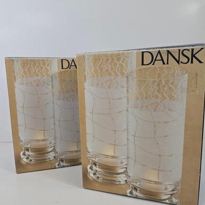 LOT 96: Two Sets of Dansk Candle Holders in Original Boxes, Dansk Northwoods Bowl in Original Box,Studio Nova Saratoga Hurricane Votive...