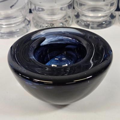 LOT 96: Two Sets of Dansk Candle Holders in Original Boxes, Dansk Northwoods Bowl in Original Box,Studio Nova Saratoga Hurricane Votive...