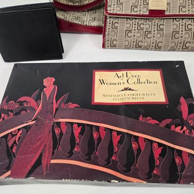 LOT 98: Liz Claiborne Logo Handbag with Matching Wallet, Calvin Klein Leather Wallet, Art Deco Women's Collection Address, Birthday,...
