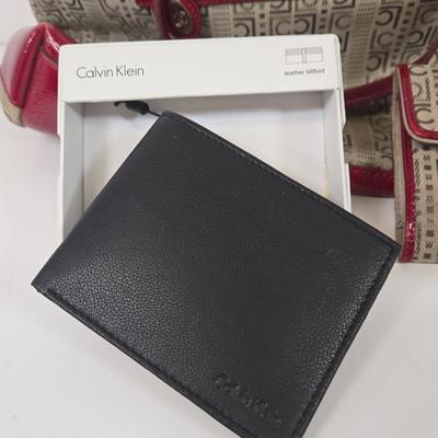 LOT 98: Liz Claiborne Logo Handbag with Matching Wallet, Calvin Klein Leather Wallet, Art Deco Women's Collection Address, Birthday,...