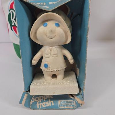 LOT 99: Rita's Mascot Plush Toy, Pillsbury Playthings Poppie Fresh Figure in Original Box, and 1984 Wendy’s Collectors Plate