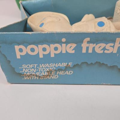 LOT 99: Rita's Mascot Plush Toy, Pillsbury Playthings Poppie Fresh Figure in Original Box, and 1984 Wendy’s Collectors Plate