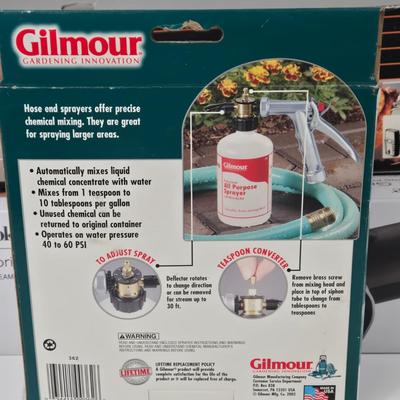 LOT 105: Go Fish Scrub Sponges, Gilmour 362 Professional Hose End Sprayer, Brookstone Motorized Grill Brush, Sears Rotisserie Kit,...