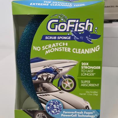 LOT 105: Go Fish Scrub Sponges, Gilmour 362 Professional Hose End Sprayer, Brookstone Motorized Grill Brush, Sears Rotisserie Kit,...