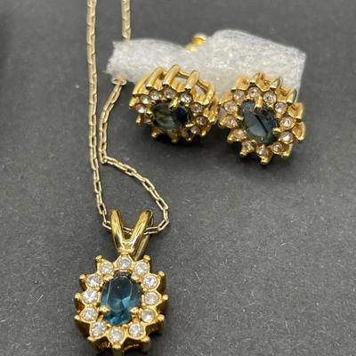 Cameo and blue necklace and earrings sets