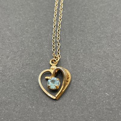 1/20 14k chains with guitar and real stone heart pendant