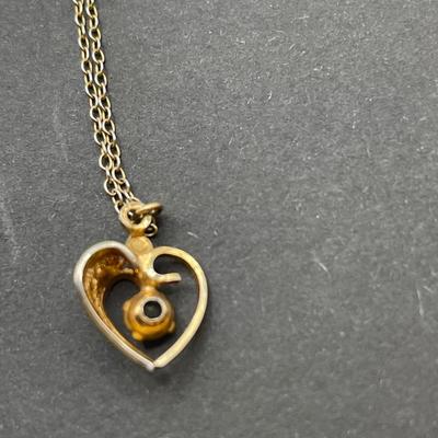 1/20 14k chains with guitar and real stone heart pendant