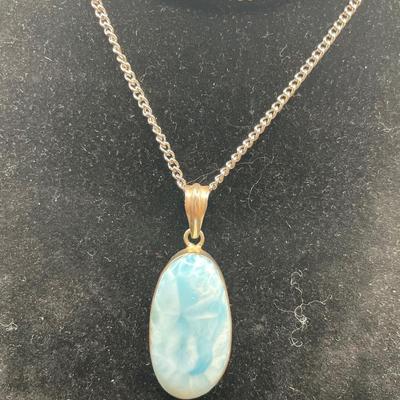 Sterling pendant with Larimar stone