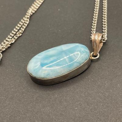 Sterling pendant with Larimar stone