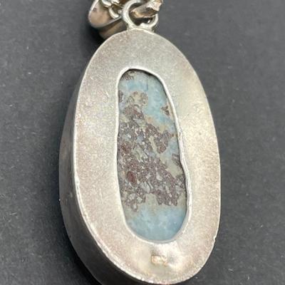 Sterling pendant with Larimar stone