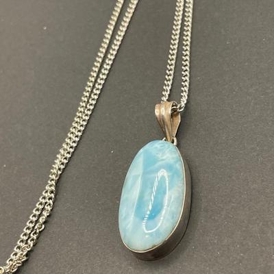 Sterling pendant with Larimar stone