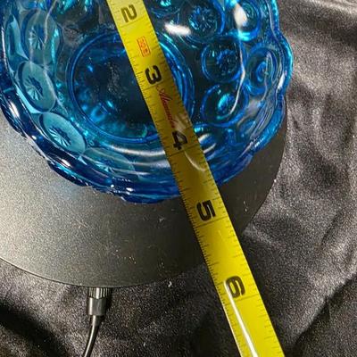 Vintage L.E. Smith “Moon & Stars” Blue Glass Compote Bowl / Candy Dish – Mid-Century Collectible