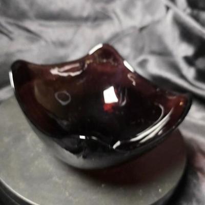 Mid-Century Amethyst Art Glass Freeform Bowl – MCM Murano-Style Sculptural Catchall Dish