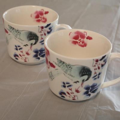 Sale Photo Thumbnail #3: Two matching floral mugs perfect for use or display