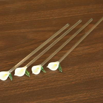 Sale Photo Thumbnail #50: Glass stir sticks with calla lily tops