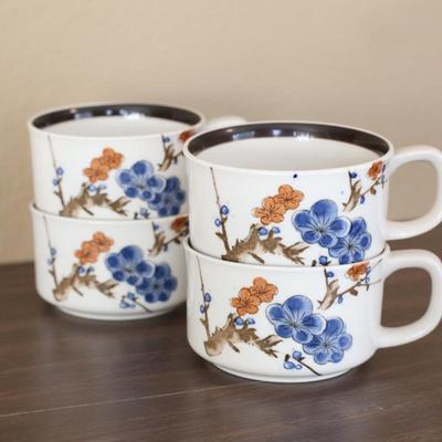Sale Photo Thumbnail #53: Floral pattern ceramic mugs set of 2