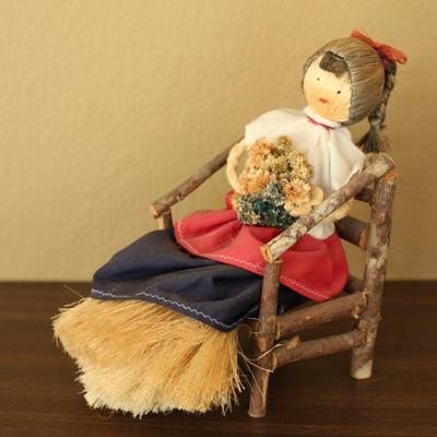 Sale Photo Thumbnail #54: Handmade rustic doll with dried flower bouquet