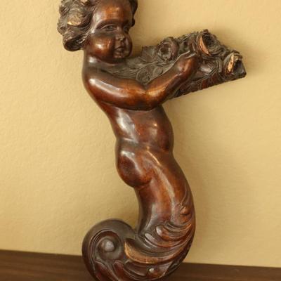 Sale Photo Thumbnail #55: Vintage cherub wood carving