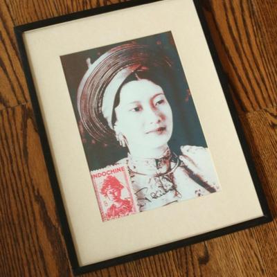 Sale Photo Thumbnail #70: Framed Indochina Portrait and Stamp
