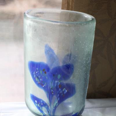 Sale Photo Thumbnail #78: Clear and blue vase