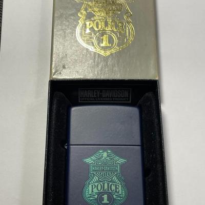 Vintage New in Box ZIPPO "HARLEY-DAVIDSON" Police Cycles Cigarette Lighter as Pictured.