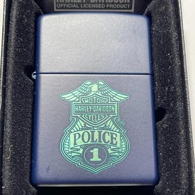 Vintage New in Box ZIPPO "HARLEY-DAVIDSON" Police Cycles Cigarette Lighter as Pictured.