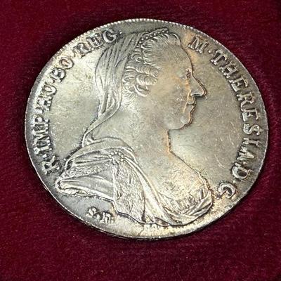 AUSTRIA 1780 (RESTRIKE) MARIA TERESA THALER LARGE SILVER CROWN/COIN AS PICTURED.
