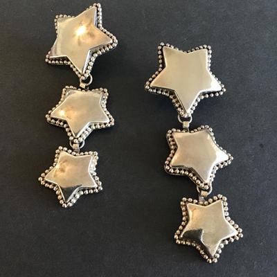 Vintage Silver Tone star charm earrings