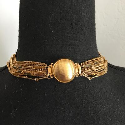 Beautiful vintage, multi strand, chain collar necklace. Beautiful class excellent condition.