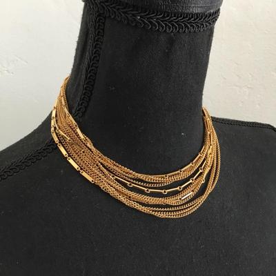 Beautiful vintage, multi strand, chain collar necklace. Beautiful class excellent condition.