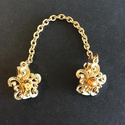 Gold tone fashion scarf clip sweater clip