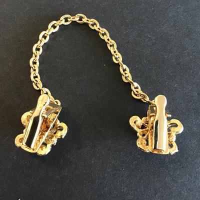 Gold tone fashion scarf clip sweater clip