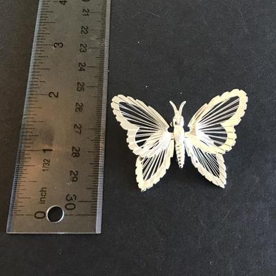 Vintage Monet Silver Tone butterfly brooch