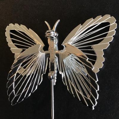 Vintage Monet Silver Tone butterfly brooch