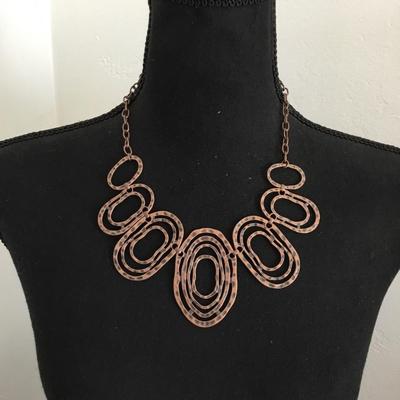Copper or bronze tone, statement, fashion, necklace