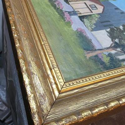 Original 1978 Oil Painting – “The Park” Landscape – Central Coast Art Association Exhibition Piece – Ornate Gold Frame