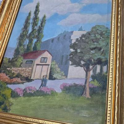 Original 1978 Oil Painting – “The Park” Landscape – Central Coast Art Association Exhibition Piece – Ornate Gold Frame