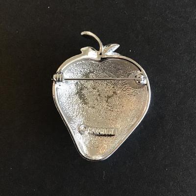 Sale Photo Thumbnail #189: Beautiful Vintage Silver tone Sarah Coventry strawberry brooch Please see attached photos