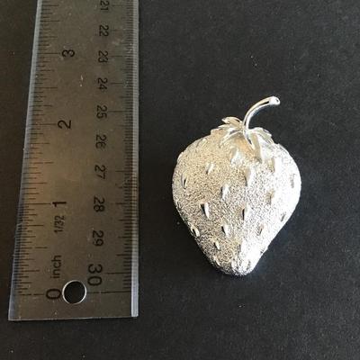 Sale Photo Thumbnail #188: Beautiful Vintage Silver tone Sarah Coventry strawberry brooch Please see attached photos