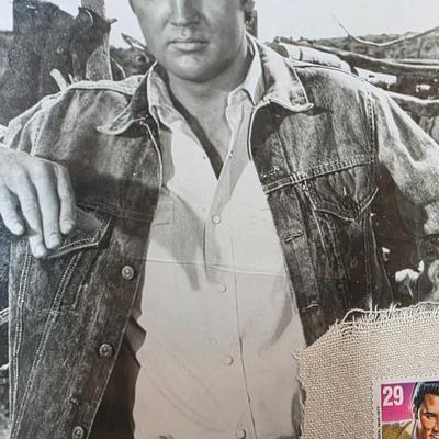 Framed Elvis Presley Vintage Western Film Publicity Still with 29¢ Legends of American Music Stamp