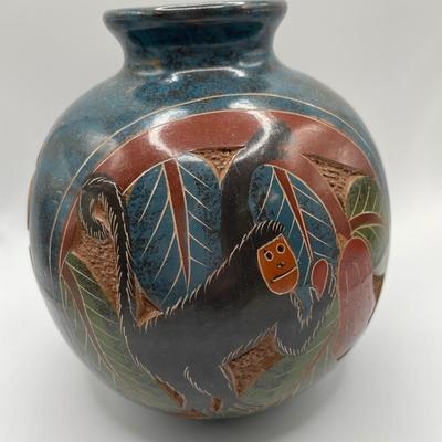 Nicaraguan Signed Jose Lopez folk art vase