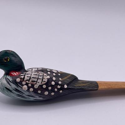 Hand painted wood bird envelope opener