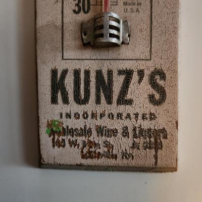 Sale Photo Thumbnail #211: This lot is for a Kunz's Corby's Whiskey Thermometer,  Corby's is a Canadian made whiskey still in production in Ontario.  Kunz's was a local distributor for the brand.  Mr. Kunz was the father of the folks who eventually opened the now defunct but famous