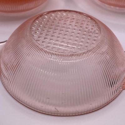 6 Jeannette Glass Homespun pink depression glass individual berry bowl