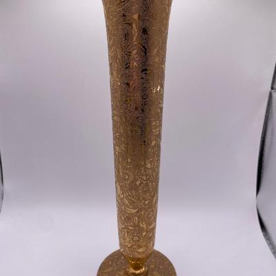 Gold etched bud vase